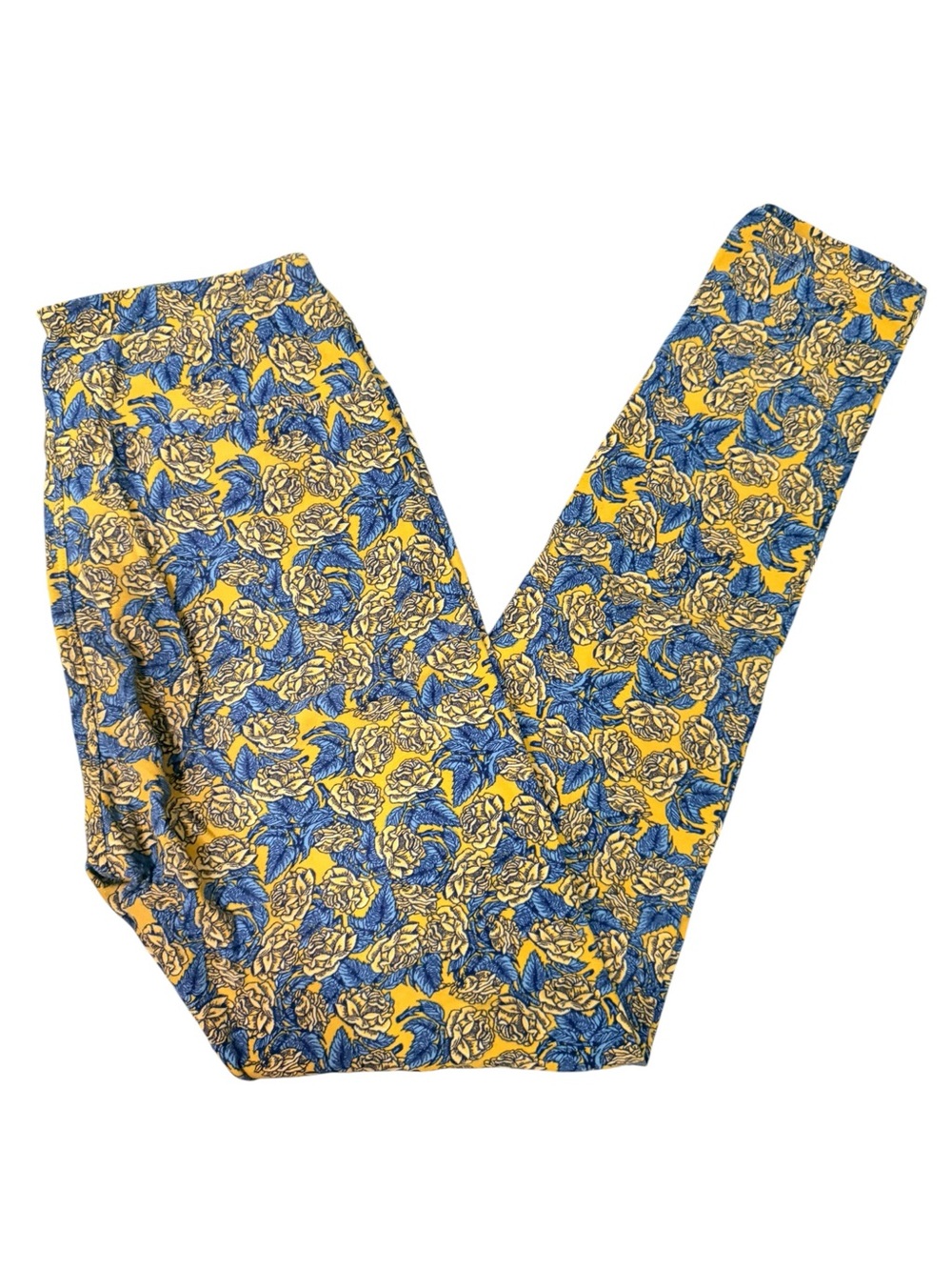 LuLaRoe Yellow and Blue Floral Leggings